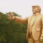 A 12-foot golden statue of Trump holding Bitcoin sparked controversy and discussion about politics and monetary policy during the Fed's interest rate cuts.