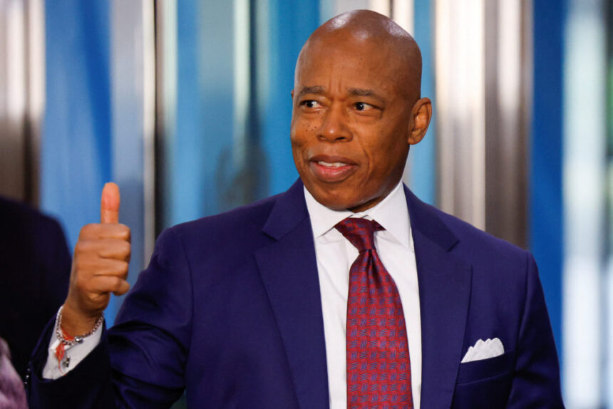 Eric Adams speaking at a New York City cryptocurrency event