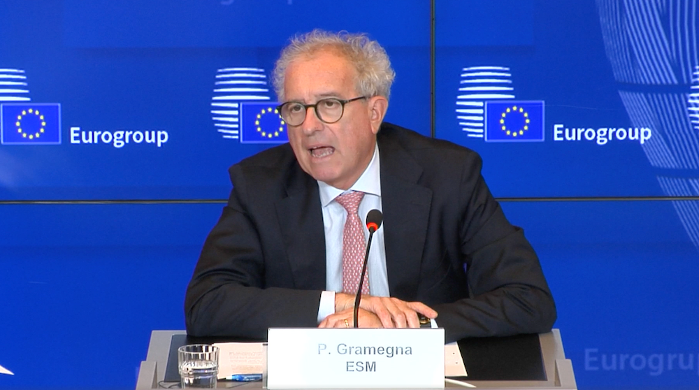 Pierre Gramegna addresses the hearing about the need for euro-denominated stablecoins