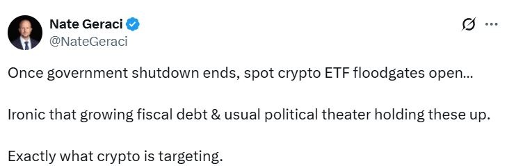 Nate Geraci Post on X (Formal Twitter)