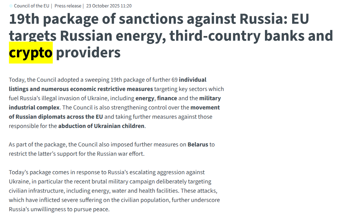Nineteenth package of sanctions against Russia.