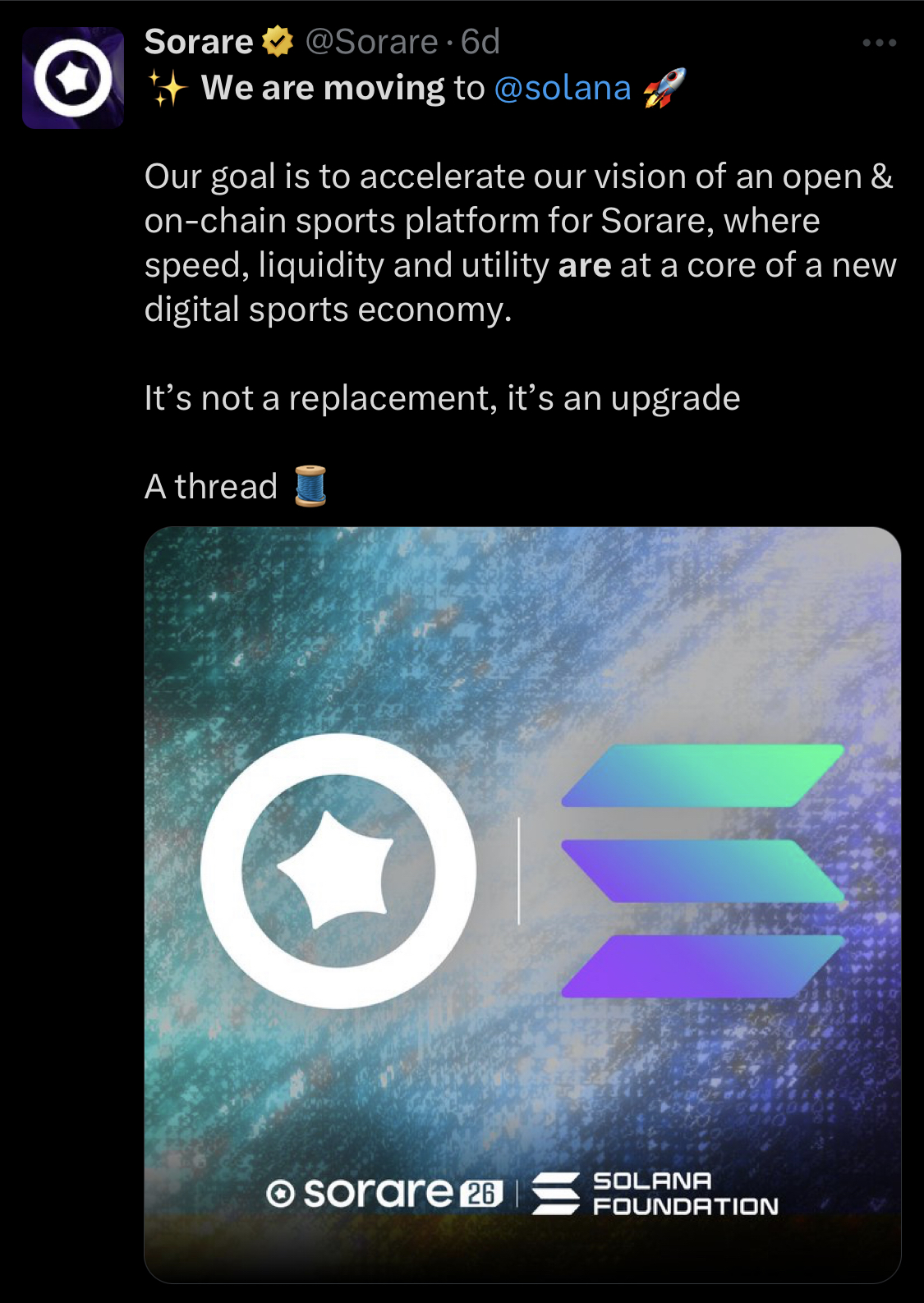 Sorare Post on X (Formal Twitter)