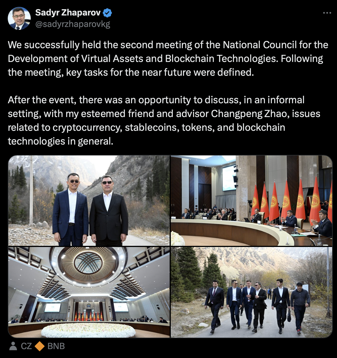 Sadyr Japarov post on X (Formla Twitter)