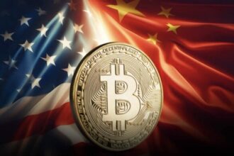 Bitcoin price chart showing sharp decline amid trade tensions