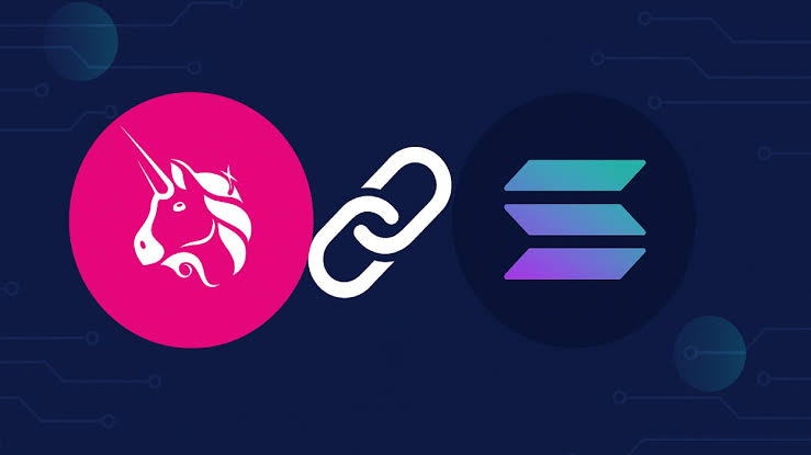 Screenshot of Uniswap web app displaying Solana network integration