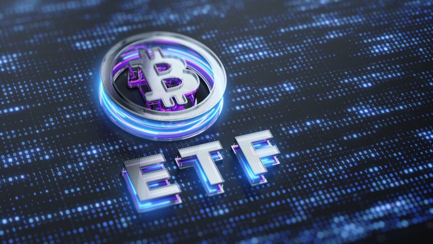 Bitcoin ETF outflows chart with Charles Schwab branding