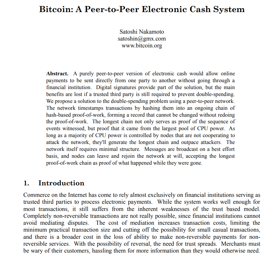 Bitcoin white paper.