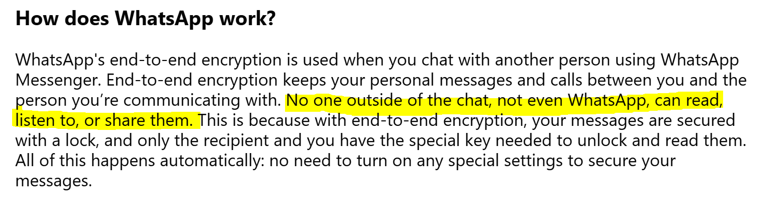 WhatsApp’s FAQ on how its end-to-end encryption works.