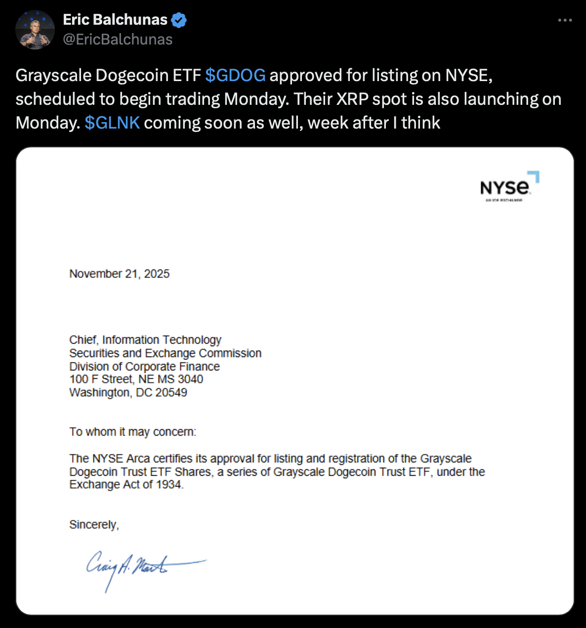 Eric Balchunas Post on X (Formal Twitter).