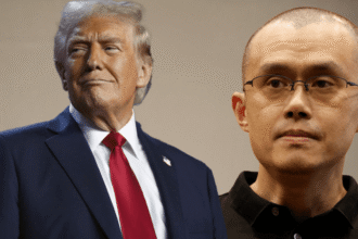 Binance co-founder CZ discussing Trump pardon in news interview