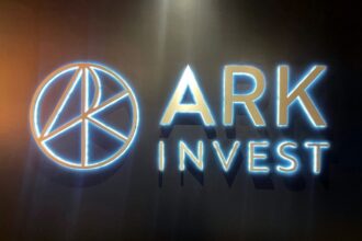 ARK Invest logo with Bullish, BitMine, Circle, Robinhood, and Bitcoin ETF stock charts